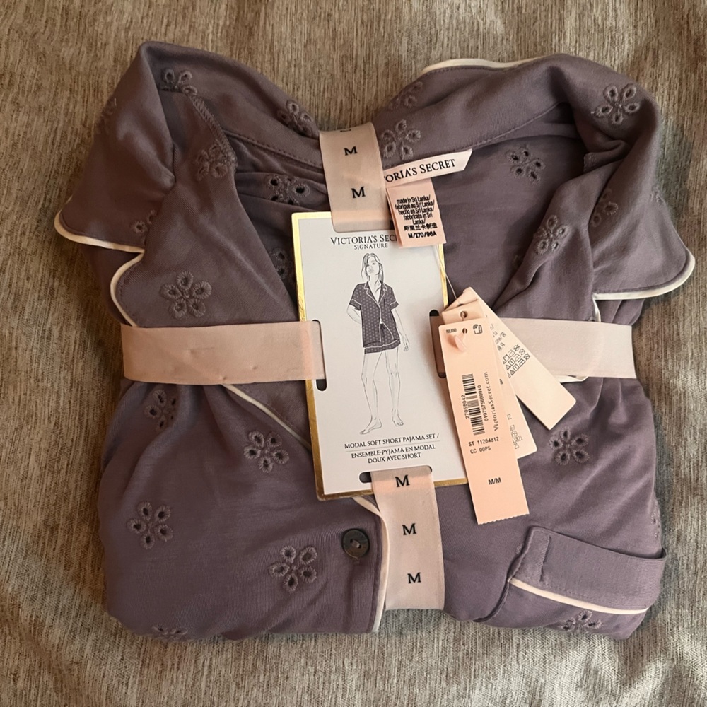 Victoria's Secret Lavender Embroidered Pajama Set